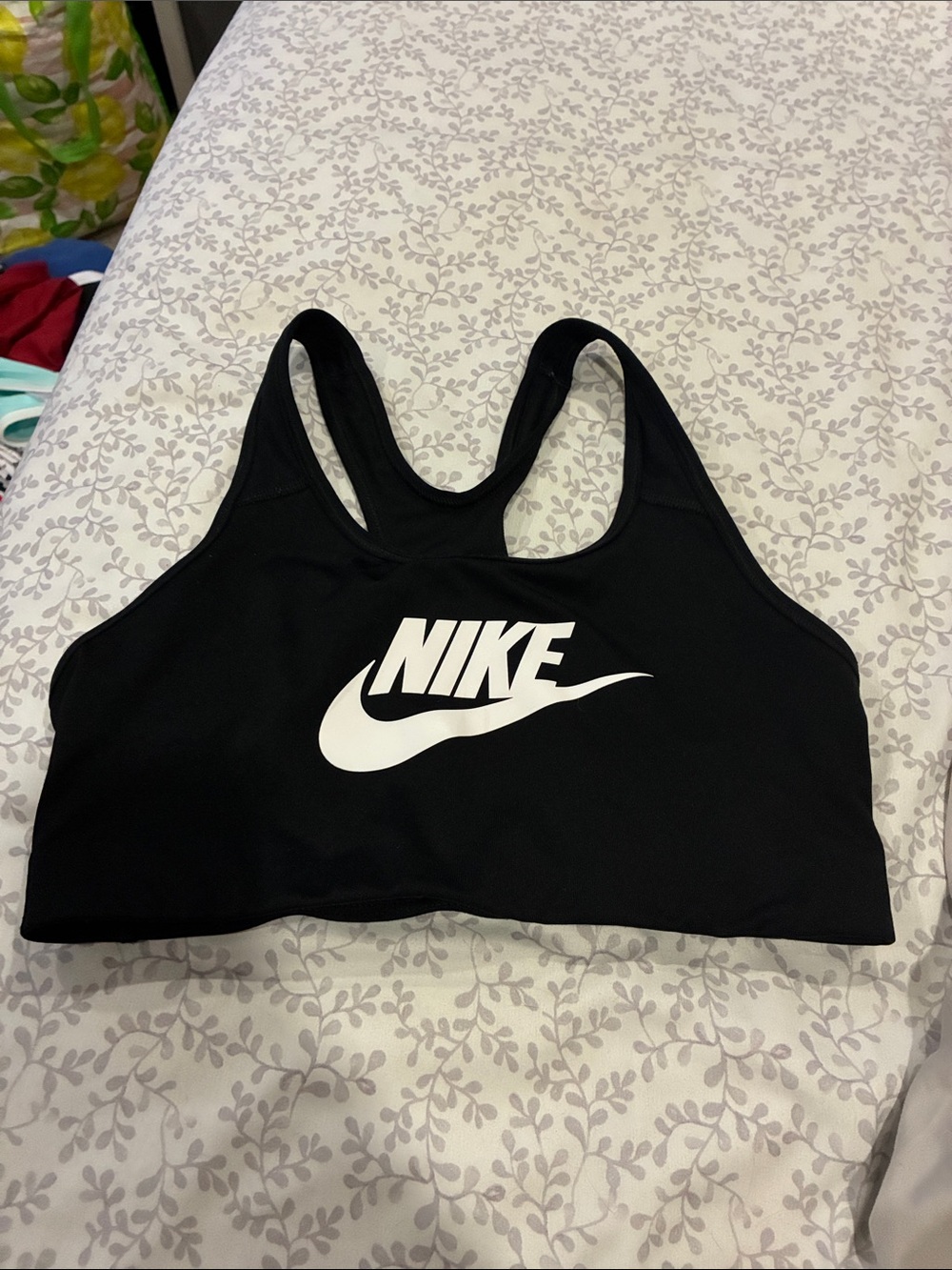 Nike Black and White Logo Racerback Sports Bra